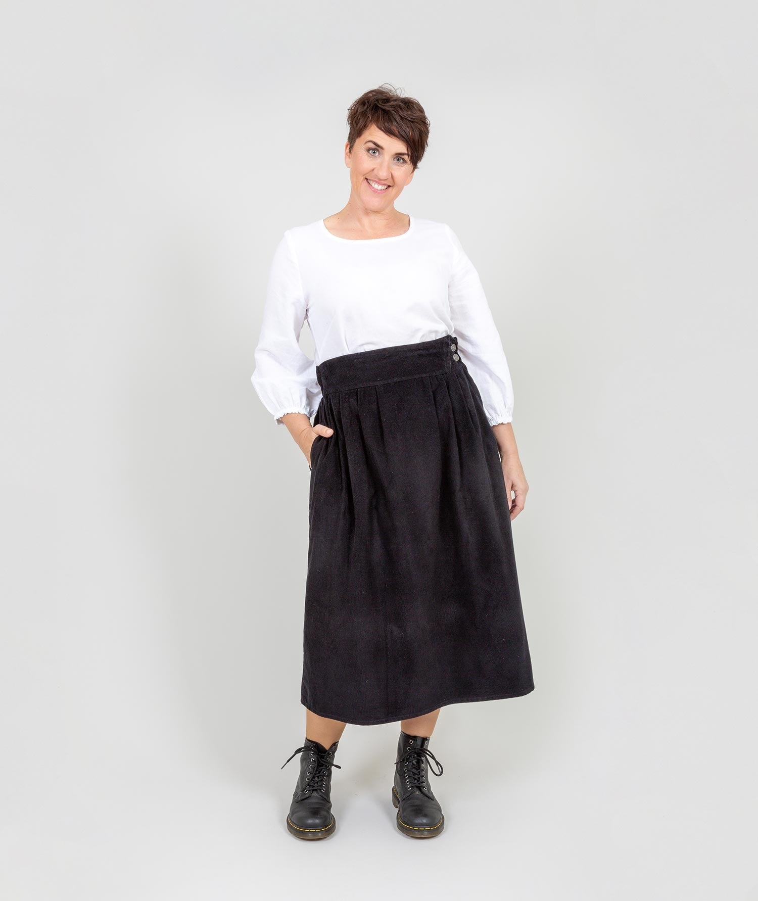 Black corduroy outlet skirt india